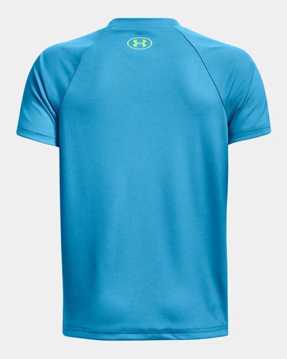 Boys' UA Velocity Split Logo Short Sleeve, Blue, pdpMainDesktop image number 1